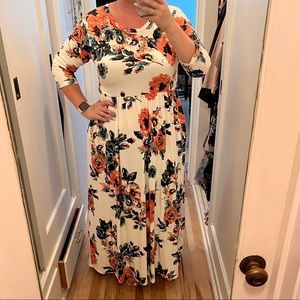 Floral 3/4 Sleeve Maxi Dress size 2X